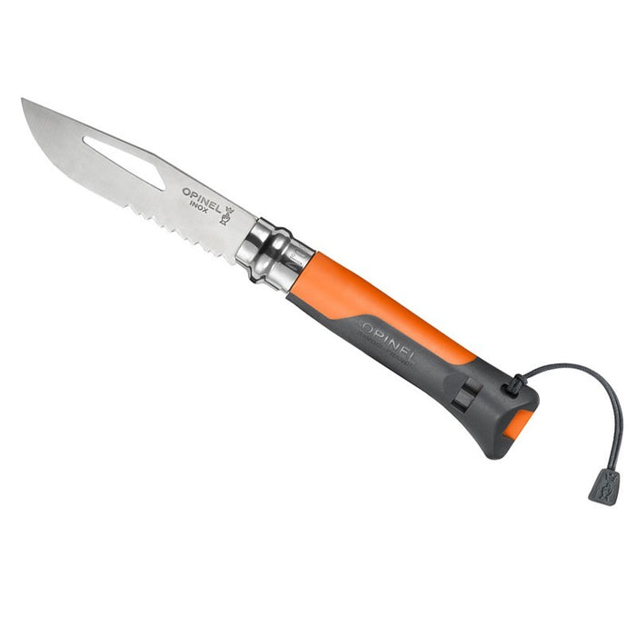 OPINEL Multifunkční Outdoor Nůž N°08: Pro Myslivce, Sportovce a Dobrodruhy s Oranžovou Dvoukomponentní Rukojetí